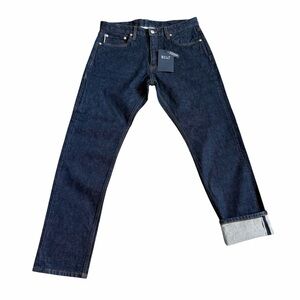 BYLT Basics Men’s Indigo Selvedge Slim Fit Jeans Sz 31x31 Raw Blue Denim NWT
